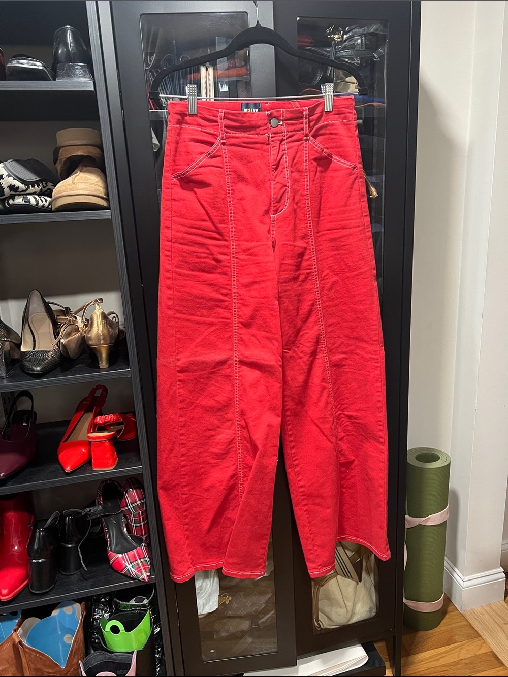 Maeve Vibrant Red Wide-Leg Jeans